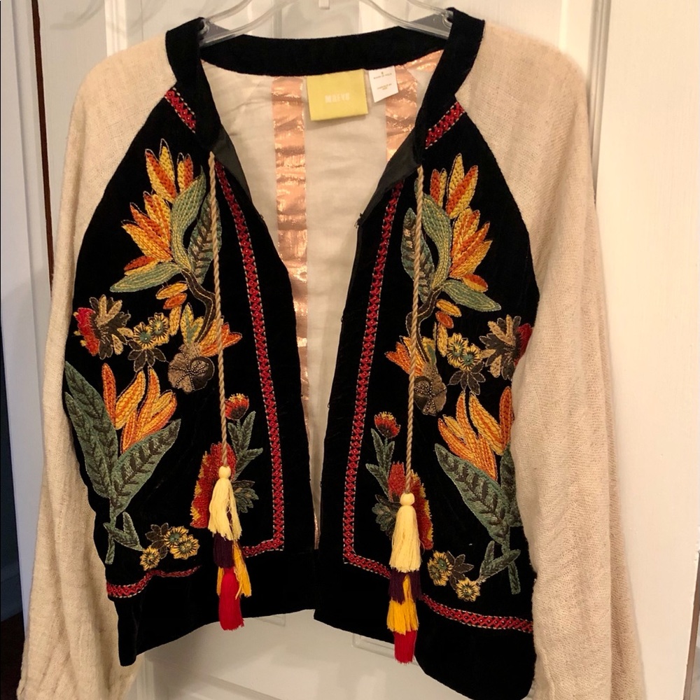 Embroidered jacket with tassels